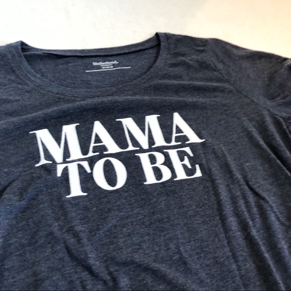 Motherhood Maternity Blue Spell Out Mama To Be Graphic Ruched Tee, size Medium - Picture 13 of 16